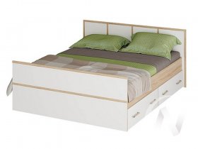 Двуспальная кровать 1,4м Сакура (дуб сонома/белый) в Эльдикане - ehldikan.mebel-nsk.ru | фото