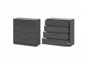Комод 4 ящика (ЛДСП/МДФ) Эккервуд (графит) в Эльдикане - ehldikan.mebel-nsk.ru | фото