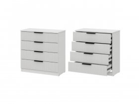 Комод 4 ящика (МДФ) Эккервуд (белый) в Эльдикане - ehldikan.mebel-nsk.ru | фото