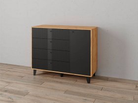 Комод «Катрин-13» ( дуб крафт золотой/карбон вулкан) в Эльдикане - ehldikan.mebel-nsk.ru | фото