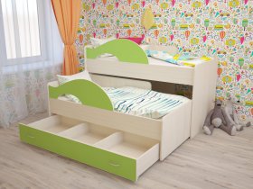 Кровать детская двухуровневая Радуга 80*160 в Эльдикане - ehldikan.mebel-nsk.ru | фото