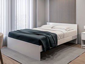 Кровать двуспальная 1,6м Бруклин СБ-3354 (белый) в Эльдикане - ehldikan.mebel-nsk.ru | фото