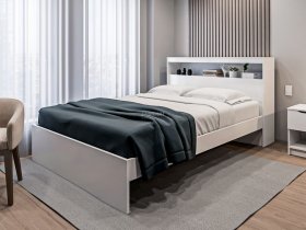 Кровать двуспальная 1,6м Бруклин СБ-3356 (белый) в Эльдикане - ehldikan.mebel-nsk.ru | фото