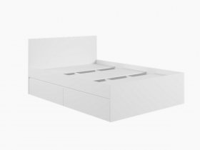 Кровать двуспальная с ящиками 1,4м Мадера-М1400 (белый) в Эльдикане - ehldikan.mebel-nsk.ru | фото