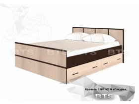 Кровать двуспальная с ящиками 1,4м Сакура (BTS) в Эльдикане - ehldikan.mebel-nsk.ru | фото