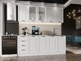 Кухонный гарнитур Агава 2,0 м (акация белая) в Эльдикане - ehldikan.mebel-nsk.ru | фото