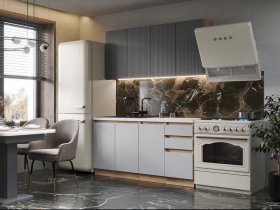 Кухонный гарнитур Ника 1,6 м (графит/серый софт) в Эльдикане - ehldikan.mebel-nsk.ru | фото