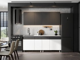 Кухонный гарнитур София (2,0м) (бланж/графит матовый) в Эльдикане - ehldikan.mebel-nsk.ru | фото