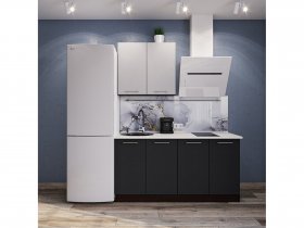 Модульная кухня Классика (белый глянец/черный) в Эльдикане - ehldikan.mebel-nsk.ru | фото