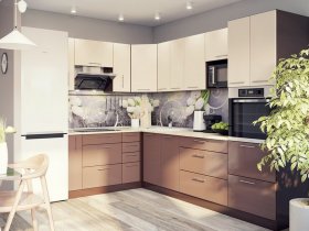 Модульная кухня Классика (ваниль/шоколад) в Эльдикане - ehldikan.mebel-nsk.ru | фото