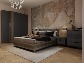 Модульная спальня Борнео (джара темная/хангва) в Эльдикане - ehldikan.mebel-nsk.ru | фото
