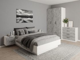 Модульная спальня Гамма (белый/цемент) в Эльдикане - ehldikan.mebel-nsk.ru | фото