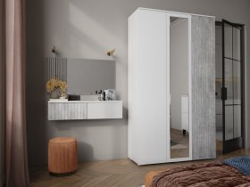 Модульная спальня Ливерпуль (белый/бетон светлый) в Эльдикане - ehldikan.mebel-nsk.ru | фото