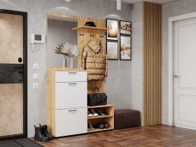 Прихожая Монтана (дуб крафт золотой/белый) в Эльдикане - ehldikan.mebel-nsk.ru | фото