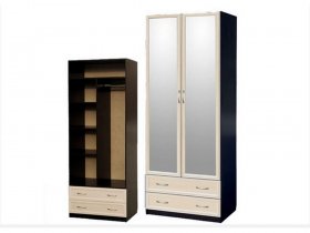 Шкаф двухстворчатый с ящиками с 2-мя зеркалами  (профиль МДФ) в Эльдикане - ehldikan.mebel-nsk.ru | фото
