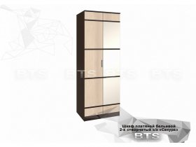 Шкаф двухстворчатый с зеркалом платяной-бельевой Сакура (BTS) в Эльдикане - ehldikan.mebel-nsk.ru | фото