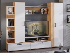 Стенка «Дакота» (дуб крафт золотой/белый ясень) в Эльдикане - ehldikan.mebel-nsk.ru | фото