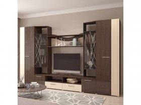 Стенка Гамма (дуб венге/дуб молочный) в Эльдикане - ehldikan.mebel-nsk.ru | фото