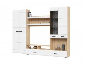 Стенка ГС-01 Либерти (дуб сонома/белый глянец) в Эльдикане - ehldikan.mebel-nsk.ru | фото