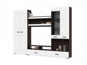 Стенка ГС-01 Либерти (венге/белый глянец) в Эльдикане - ehldikan.mebel-nsk.ru | фото
