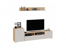 Стенка «Сильвия» (дуб крафт золотой/кашемир) в Эльдикане - ehldikan.mebel-nsk.ru | фото