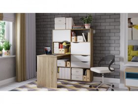 Стол письменный тип 7 (дуб сонома/белый ясень) в Эльдикане - ehldikan.mebel-nsk.ru | фото