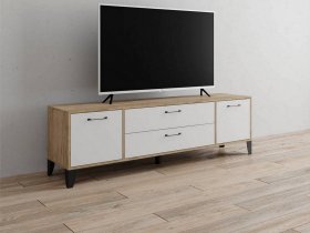 Тумба под ТВ Парус-13 (дуб крафт серый/белый) в Эльдикане - ehldikan.mebel-nsk.ru | фото